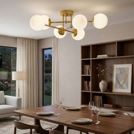 Brilagi - Plafoniera MALIVA 6xE14/15W/230V dorata/bianca