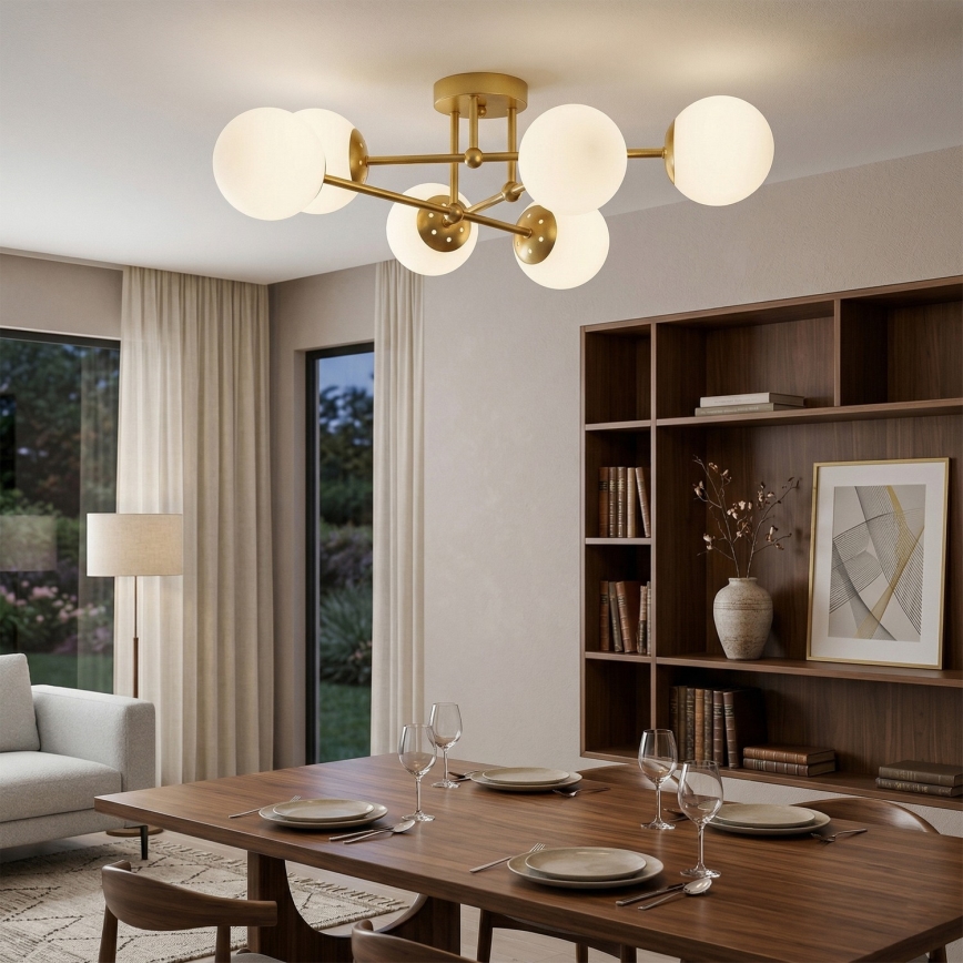 Brilagi - Plafoniera MALIVA 6xE14/15W/230V dorata/bianca