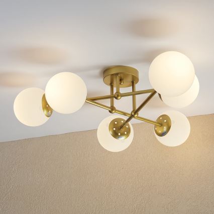 Brilagi - Plafoniera MALIVA 6xE14/15W/230V dorata/bianca