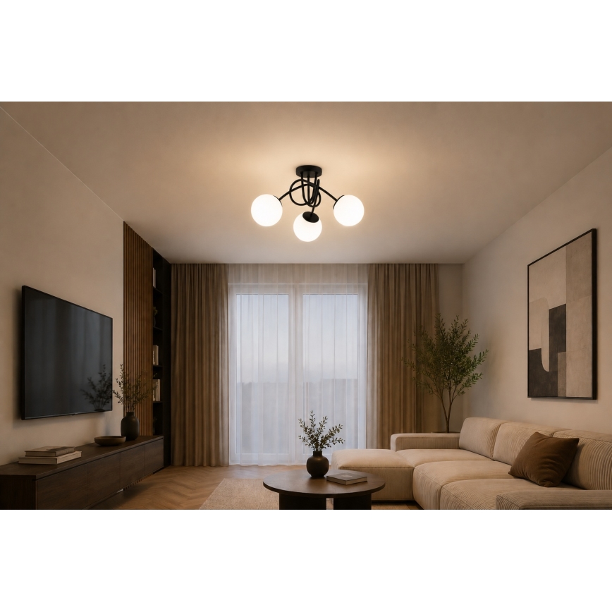 Brilagi - Plafoniera MILO 3xE27/60W/230V nera