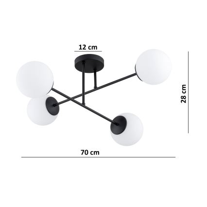 BRILAGI - Plafoniera MILO 4xE27/60W/230V nera