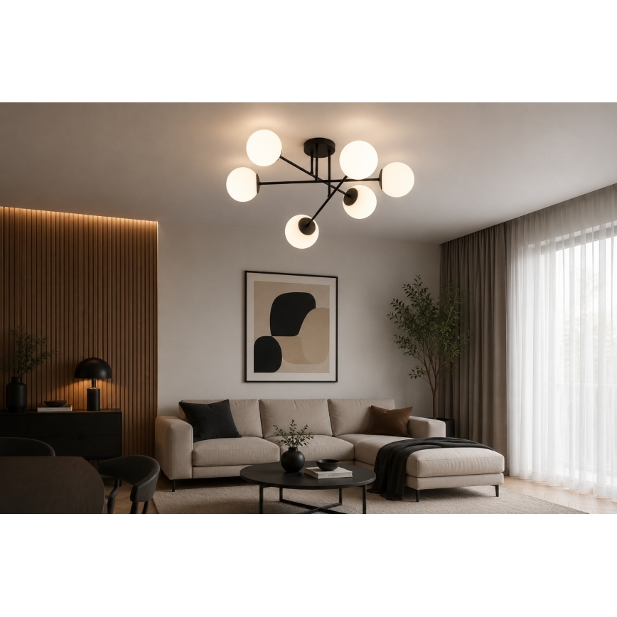 Brilagi - Plafoniera MILO 6xE27/60W/230V nera