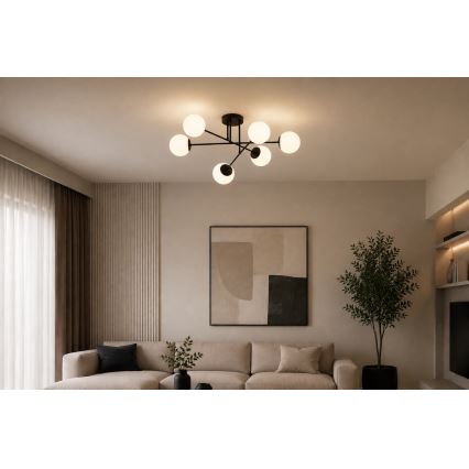 Brilagi - Plafoniera MILO 6xE27/60W/230V nera