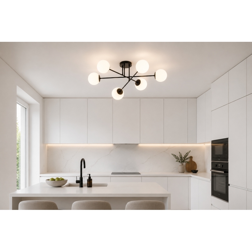 Brilagi - Plafoniera MILO 6xE27/60W/230V nera