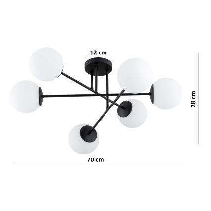 Brilagi - Plafoniera MILO 6xE27/60W/230V nera