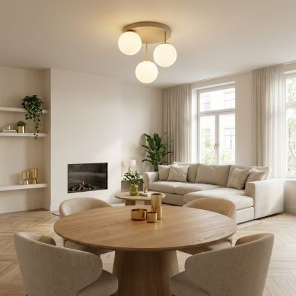 Brilagi - Plafoniera MILO ECRU 3xE27/60W/230V beige/oro
