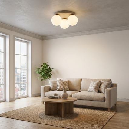 Brilagi - Plafoniera MILO ECRU 3xE27/60W/230V Ø 35 cm beige/oro