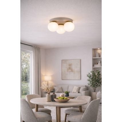 Brilagi - Plafoniera MILO ECRU 3xE27/60W/230V Ø 35 cm beige/oro