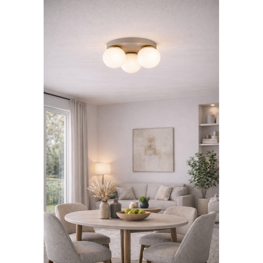 Brilagi - Plafoniera MILO ECRU 3xE27/60W/230V Ø 35 cm beige/oro