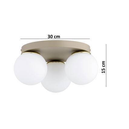 Brilagi - Plafoniera MILO ECRU 3xE27/60W/230V Ø 35 cm beige/oro