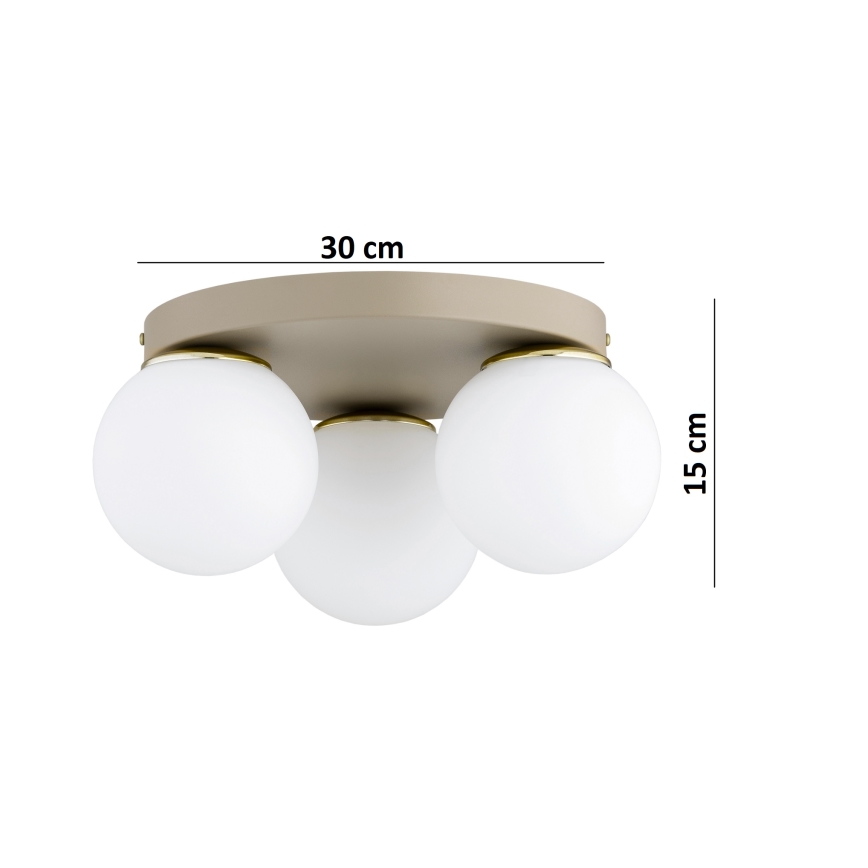 Brilagi - Plafoniera MILO ECRU 3xE27/60W/230V Ø 35 cm beige/oro