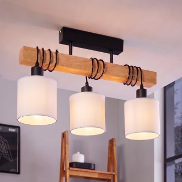 Brilagi - Plafoniera NUBILA 3xE27/60W/230V pino/bianco