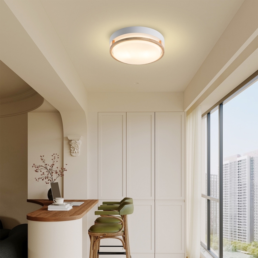 Brilagi - Plafoniera ORINO 2xE27/40W/230V Ø 27 cm bianco/rovere
