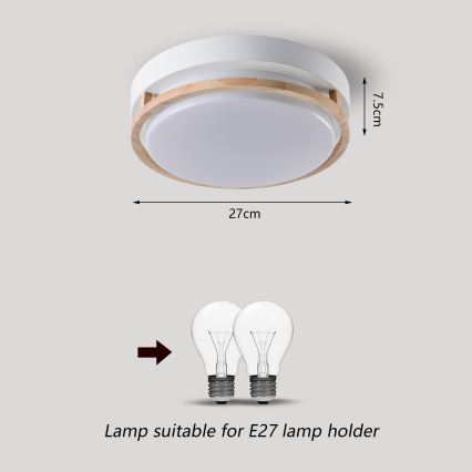 Brilagi - Plafoniera ORINO 2xE27/40W/230V Ø 27 cm bianco/rovere