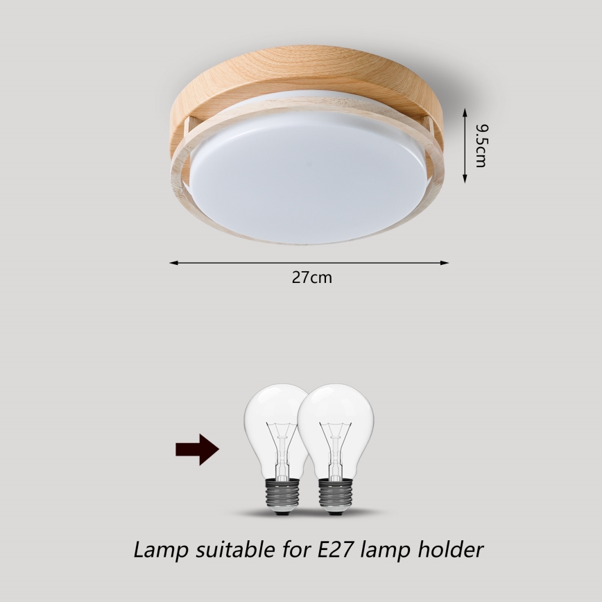 Brilagi - Plafoniera ORINO 2xE27/40W/230V Ø 27 cm effetto legno/rovere
