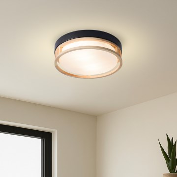Brilagi - Plafoniera ORINO 2xE27/40W/230V Ø 27 cm nero/rovere