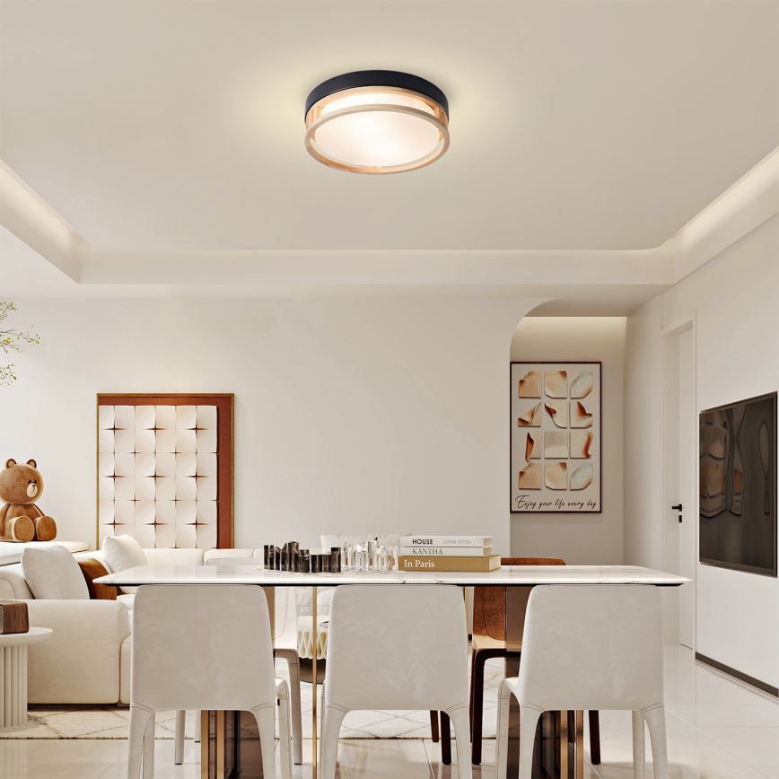 Brilagi - Plafoniera ORINO 2xE27/40W/230V Ø 27 cm nero/rovere