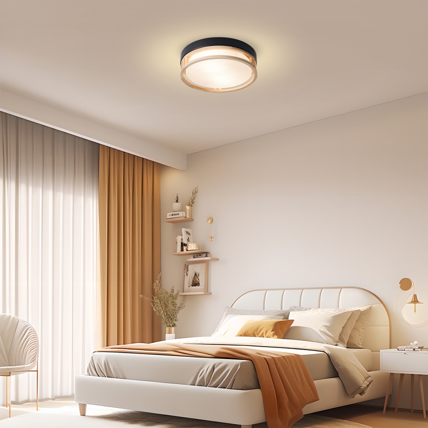 Brilagi - Plafoniera ORINO 2xE27/40W/230V Ø 27 cm nero/rovere