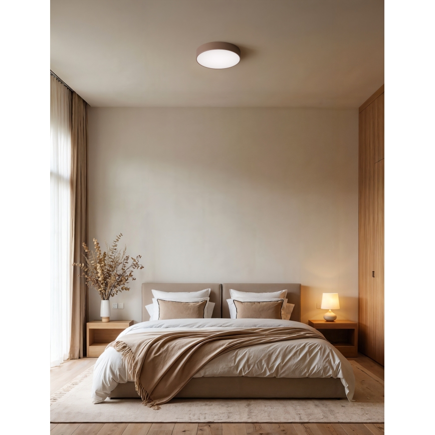 Brilagi - Lampada da soffitto per bagno con sensore di movimento e sensore crepuscolare CLARE 1xE27/24W/230V Ø 20 cm marrone IP54