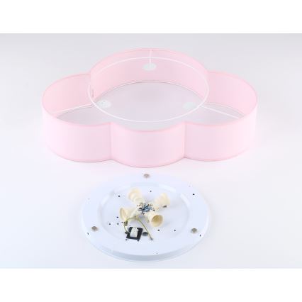 Brilagi - Plafoniera per bambini NIMBUS 4xE27/15W/230V 46x63 cm rosa