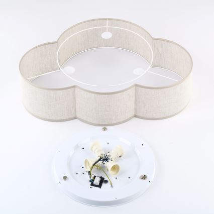 Brilagi - Plafoniera per bambini NIMBUS LINEN 4xE27/15W/230V 46x63 cm beige