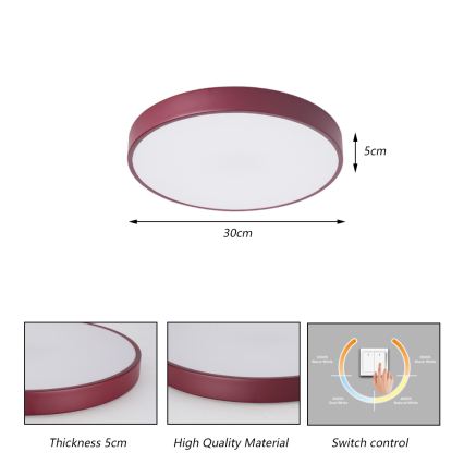 Brilagi - Plafoniera LED POOL LED/36W/230V 3000/4000/6000K Ø 30 cm bordeaux