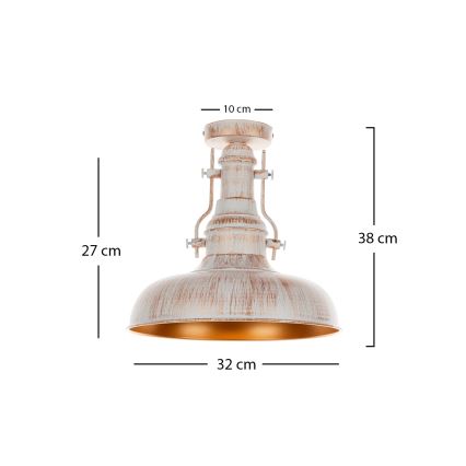 Brilagi - Plafoniera PYRONIC 1xE27/40W/230V Ø 32 cm crema/patina