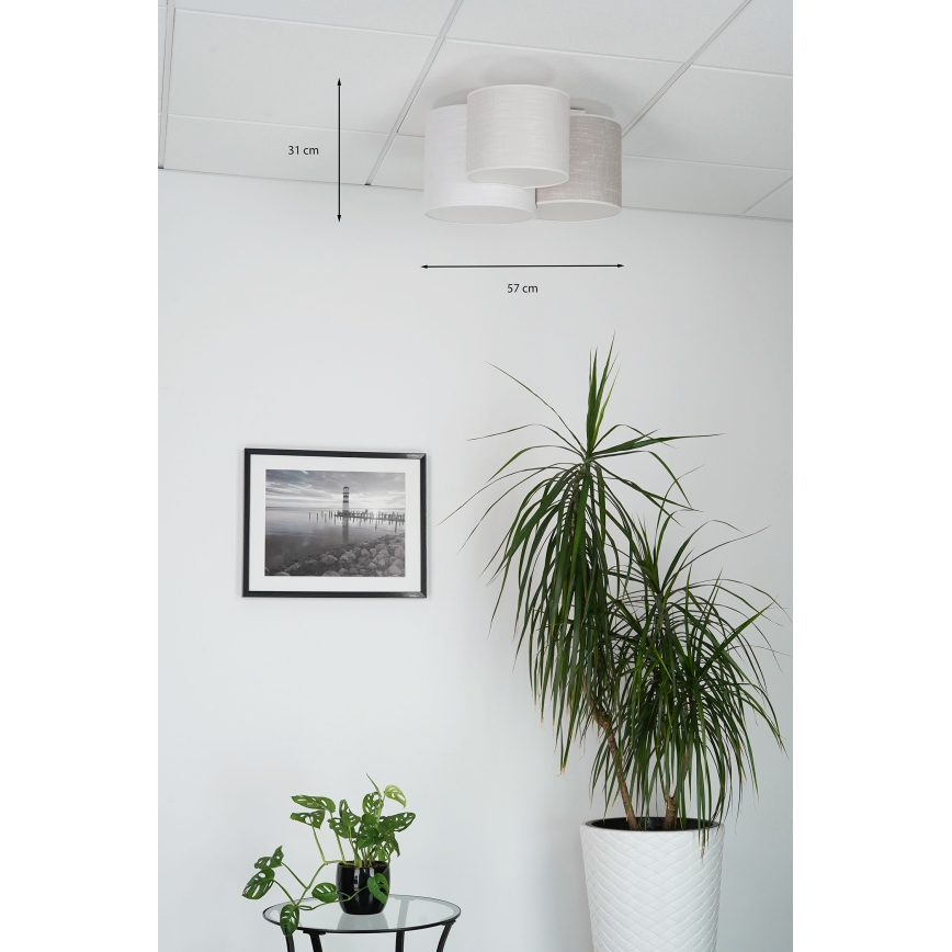 Brilagi - Plafoniera SNAKE 3xE27/15W/230V 50x57 cm grigia/crema