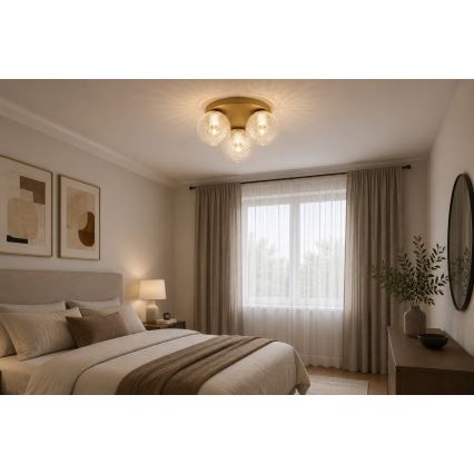 Brilagi - Plafoniera STELLA 3xE27/60W/230V diam. 35 cm beige/oro