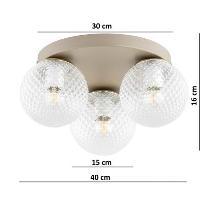 Brilagi - Plafoniera STELLA 3xE27/60W/230V diam. 35 cm beige/oro