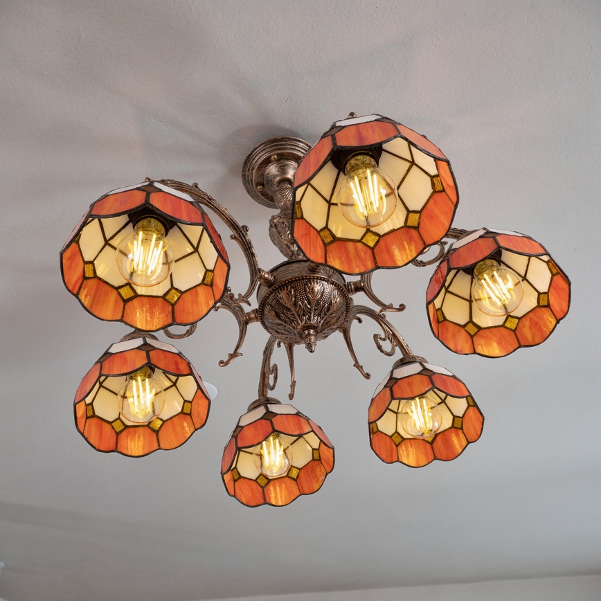 Brilagi - Plafoniera stile Tiffany SIENNA 6xE27/60W/230V Ø 60 cm