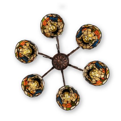 Brilagi - plafoniera Tiffany a vetri colorati JUNGLE 6xE27/60W/230V Ø 60 cm