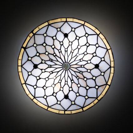 Brilagi - plafoniera Tiffany in vetro colorato AVORIO 3xE27/60W/230V Ø 40 cm