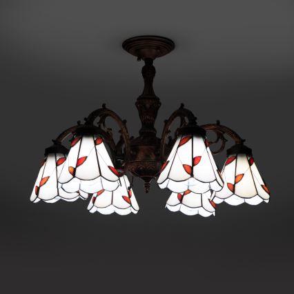 Brilagi - Plafoniera Tiffany in vetro colorato FOLIA 6xE27/60W/230V Ø 60 cm