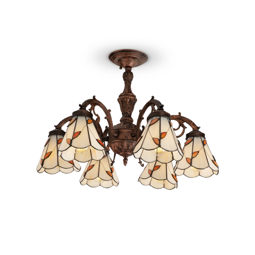 Brilagi - Plafoniera Tiffany in vetro colorato FOLIA 6xE27/60W/230V Ø 60 cm