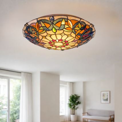 Brilagi - Plafoniera Tiffany in vetro LUISA 2xE27/60W/230V Ø 40 cm
