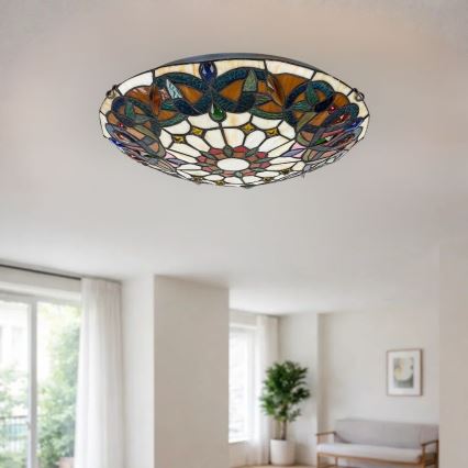 Brilagi - Plafoniera Tiffany in vetro LUISA 2xE27/60W/230V Ø 40 cm