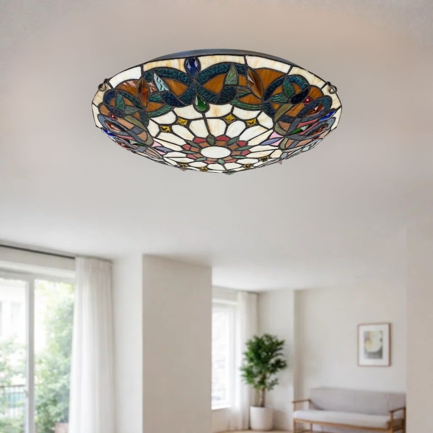 Brilagi - Plafoniera Tiffany in vetro LUISA 2xE27/60W/230V Ø 40 cm