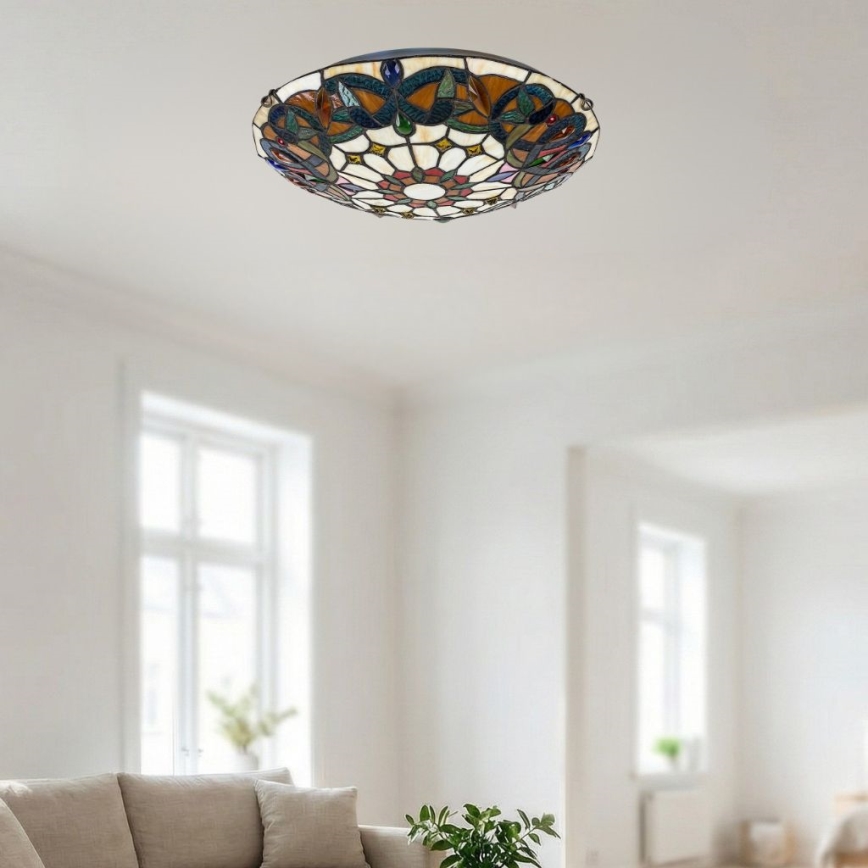 Brilagi - Plafoniera Tiffany in vetro LUISA 2xE27/60W/230V Ø 40 cm