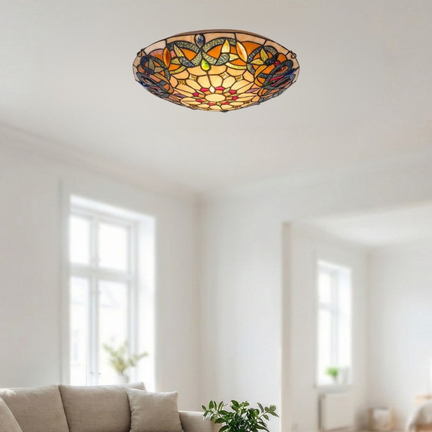 Brilagi - Plafoniera Tiffany in vetro LUISA 2xE27/60W/230V Ø 40 cm