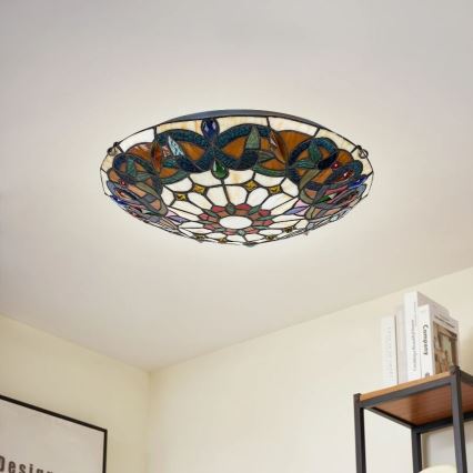 Brilagi - Plafoniera Tiffany in vetro LUISA 2xE27/60W/230V Ø 40 cm