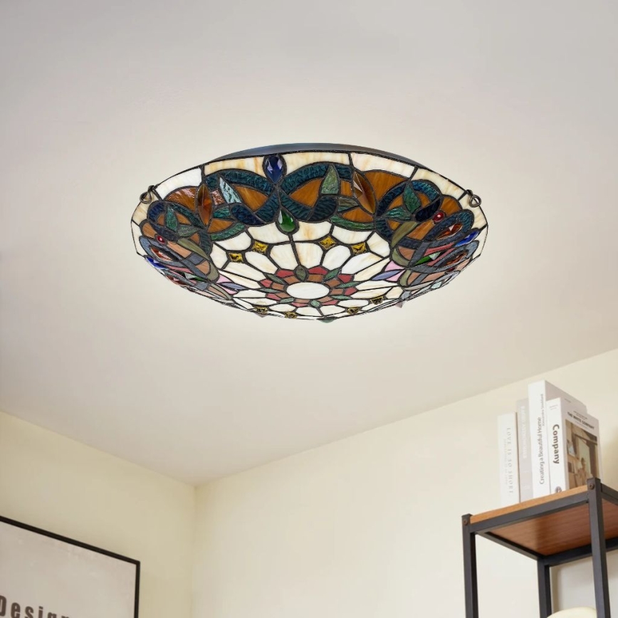 Brilagi - Plafoniera Tiffany in vetro LUISA 2xE27/60W/230V Ø 40 cm