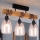 Brilagi - Plafoniera WOOD GLASS 3xE27/60W/230V pino/nero/beige fumé