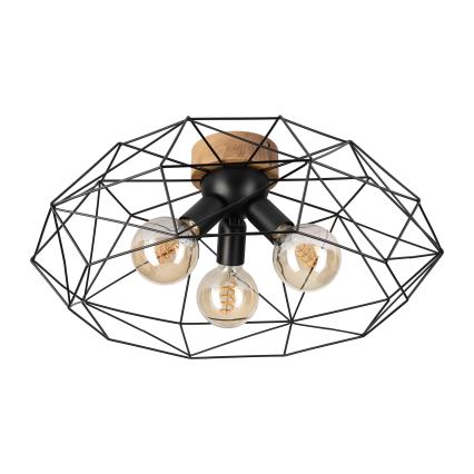 Brilagi - Plafoniera WOODY BASKET 3xE27/60W/230V Ø 60 cm rovere