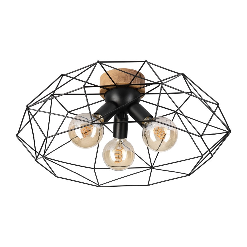 Brilagi - Plafoniera WOODY BASKET 3xE27/60W/230V Ø 60 cm rovere