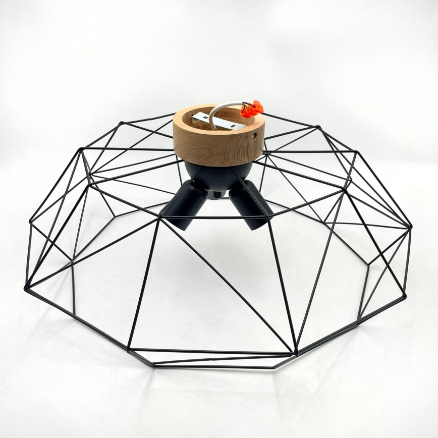 Brilagi - Plafoniera WOODY BASKET 3xE27/60W/230V Ø 60 cm rovere