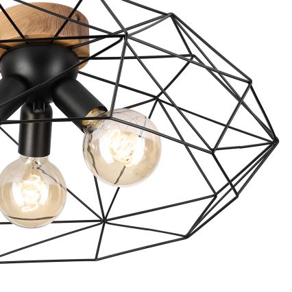 Brilagi - Plafoniera WOODY BASKET 3xE27/60W/230V Ø 60 cm rovere