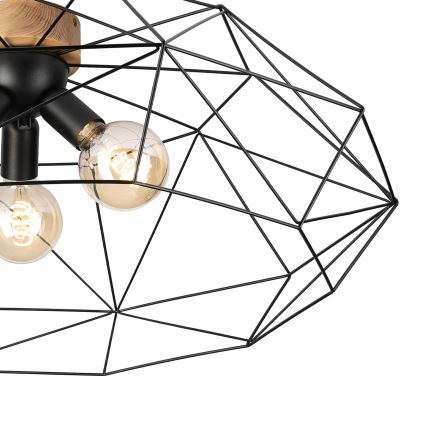 Brilagi - Plafoniera WOODY BASKET 3xE27/60W/230V Ø 80 cm rovere