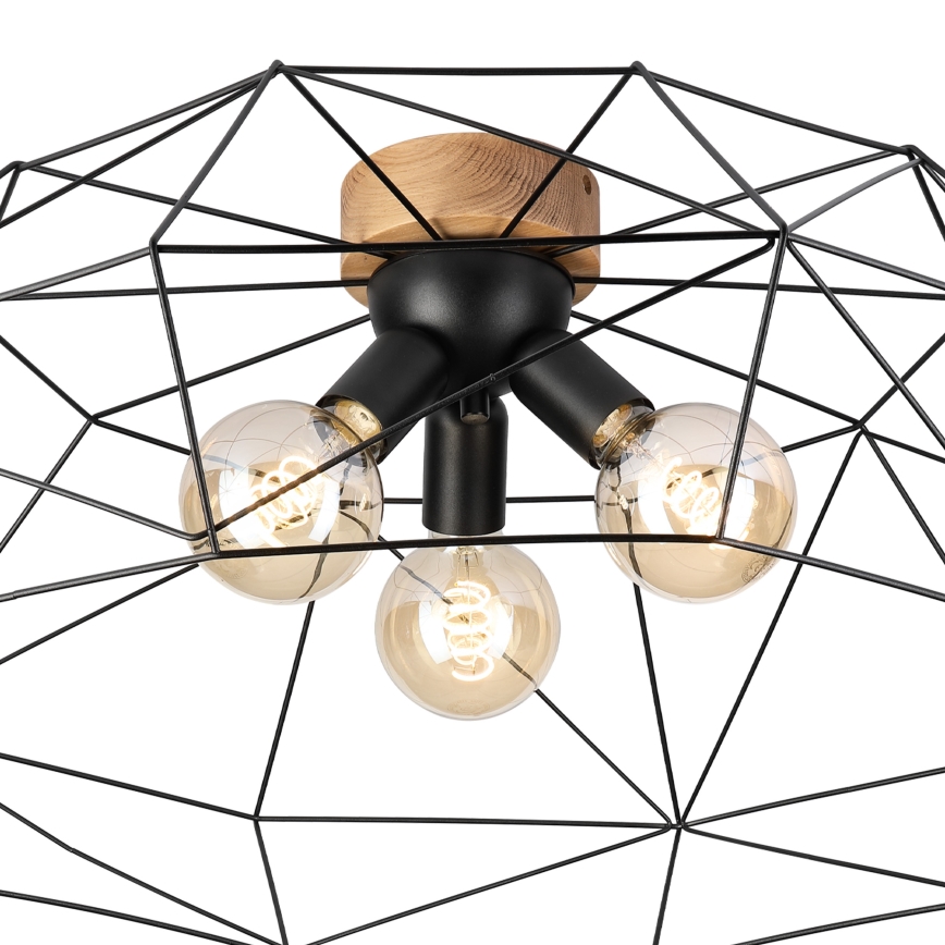 Brilagi - Plafoniera WOODY BASKET 3xE27/60W/230V Ø 80 cm rovere