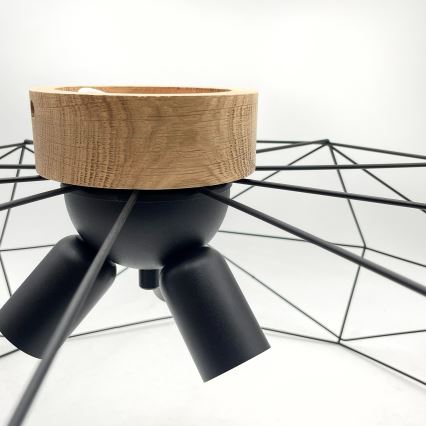 Brilagi - Plafoniera WOODY BASKET 3xE27/60W/230V Ø 80 cm rovere